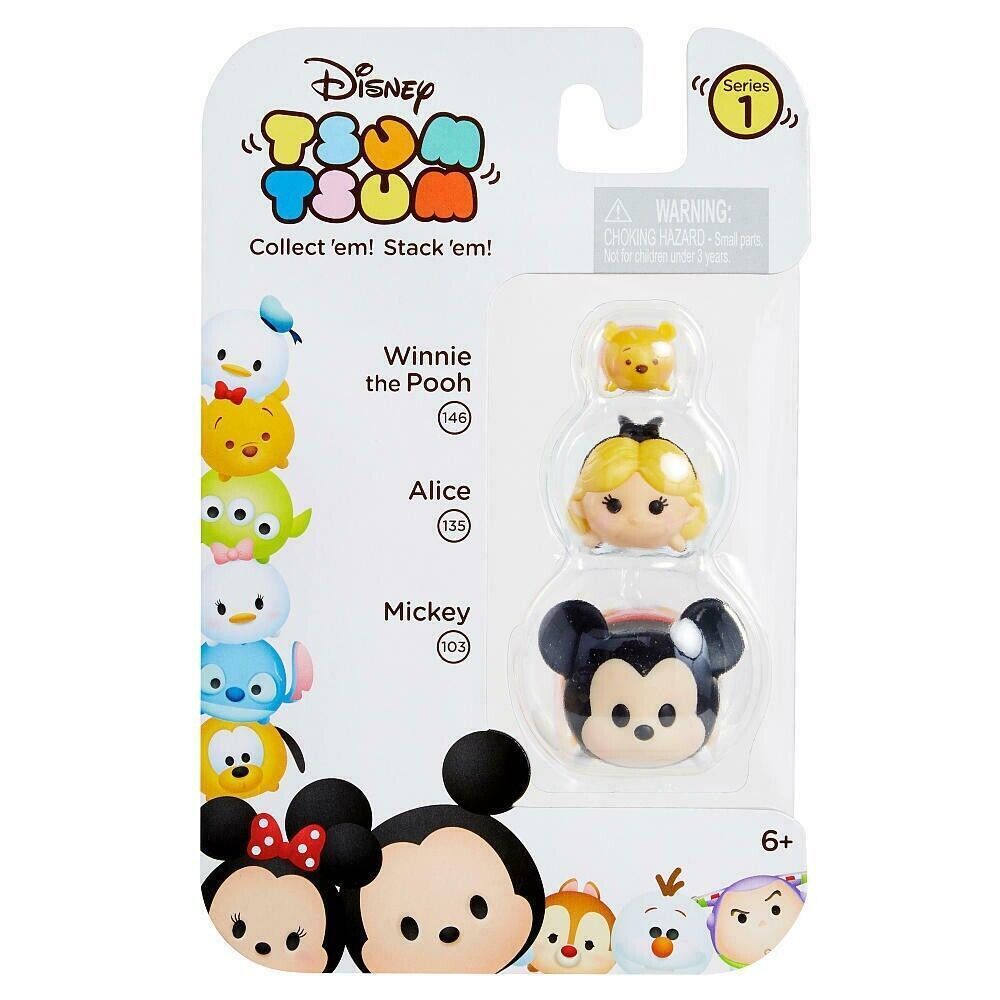 Disney Tsum Tsum Series 1 Stackable 3-Pack ~ Winnie the Pooh Alice Mickey NEW